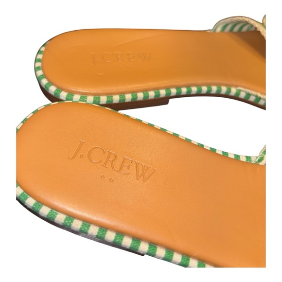 J. Crew Green and White Striped Canvas Knotted Bow Slip On Sandals Size 8 BB1 - Picture 8 of 8